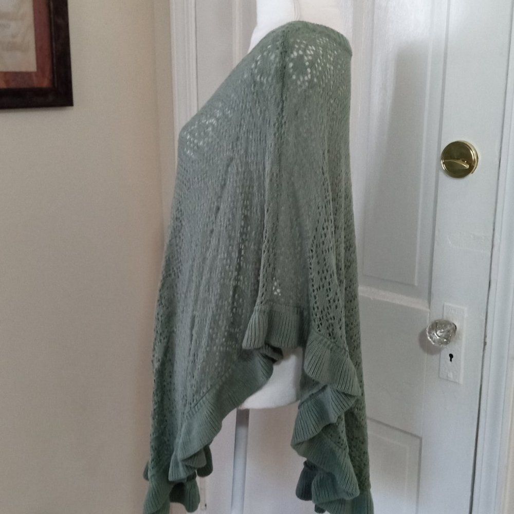 ROAMAN'S Women's Crochet Look Knit Poncho (Size S / 12w) Sage Green Color - Picture 5 of 6